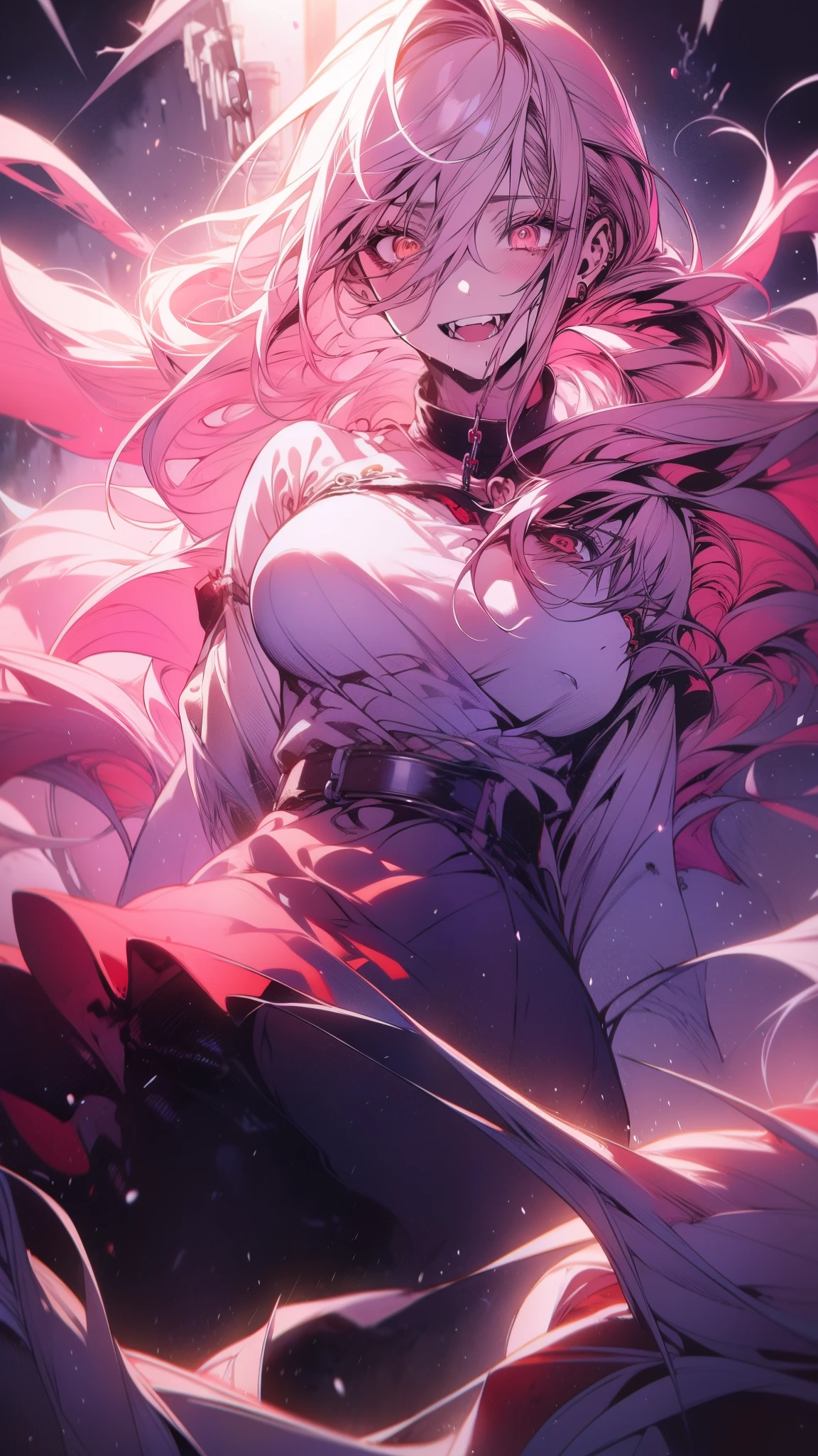 1Anime girl with blood on her face and teeth, Detailed anime art digital, Intricate Yandere, Gapmoe Yandere, Drooling teeth uncovered, Yandere, Clean and meticulous anime art, Gapmoe Yandere Grimdark, Detailed anime art, by Kamagurka, highly detailed angry anime face, Gapmoe Yandere Grimdark Portrait, horror!! altamente detallado, ((( big breasts shirt))), beautiful, Female physique highlighted, manga style, dark eyeliner, (((chained))), Staring at the viewer, striking body,  full body wool sweater,(((touching her breasts))),submissive, shy, crying,military clothing,call of duty