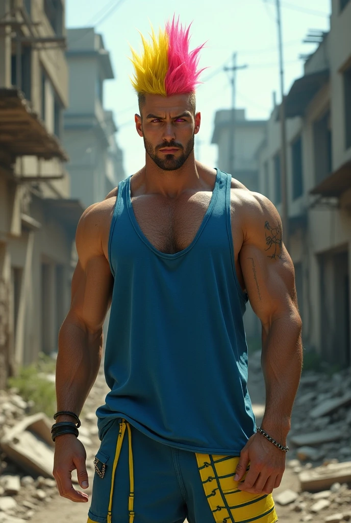 high resolution、Delicate depiction、Realistic、Realistic、8k、male、3、Regent、Light blue hair、Gargoyle Sunglasses、Muscular、Both arms are cyborgs、open brests、Aloha Shirt、Bust Shot、On the boat、A big smile、(((not animation )))、Swim trunks