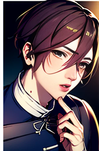 (High-definition CG), ( Best Quality ), (High-definition CG), ( Best Quality ), (Touken Ranbu Shinano Toushiro ), (Overall view)  Huagai with a cool and handsome face  ,SWAT Clothing,  Beauty, 18 years old,  Toned and muscular,  Cool and Handsome Face , Sharp Eye