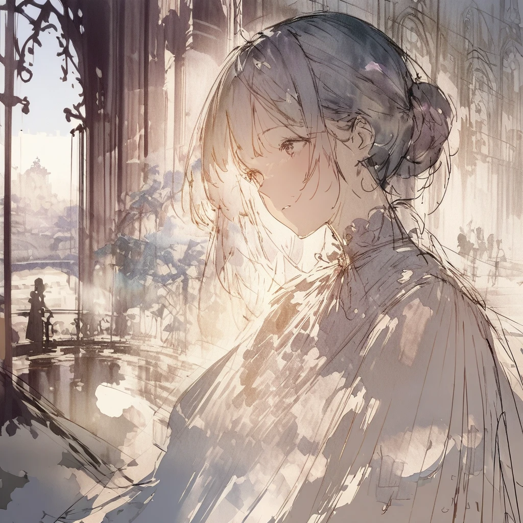 ((sketch:1.5)), ((watercolor:1)), Double Exposure of a Beautiful and Delicate Woman (The face is clear and perfect)image，Background、 Perfect Ultra Detailed Victorian Scenery , beautiful,  complicated illustration,  Artwork Concept Artwork, break,(Find your own way to relieve stress),