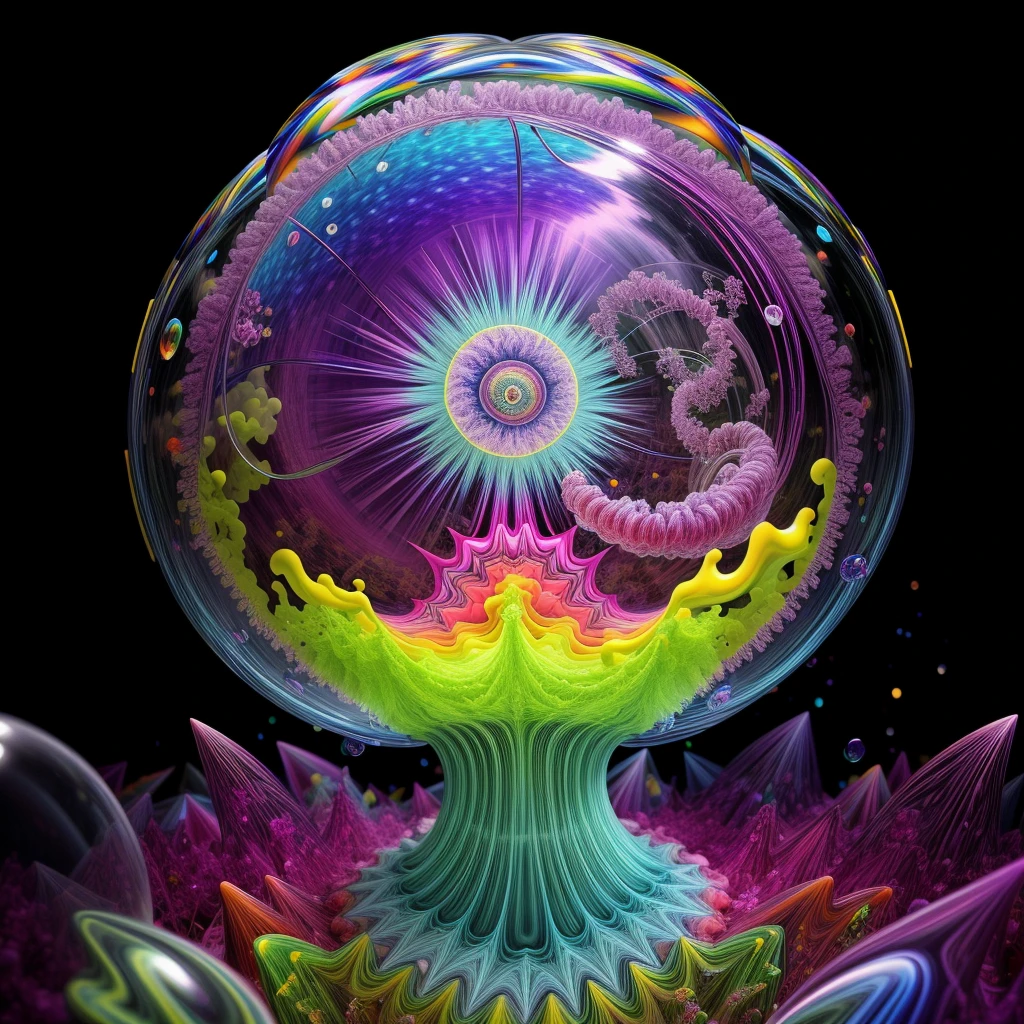 Brilliant images of pure light emerging from vibrant colors in a psychedelic dream, shimmering glass morphing out of colors, tripped out detailed patterns in all colors, perfectly formed symmetrical spheres and glowing reflective bubbles, attention to detail on the bubbles and spheres, rainbows of color twisted in and out of translucent orbs, background is spilled paint and spirals of swirling colour, beautiful psychedelic digital art, pixel art, neon colors, 4d mandelbulb psychedelics, glass like psychedelic landscape, intricate rainbow environment, psychedelic underwater brightness, LSD,DMT, Psilocybin, Mescaline, trails of color and light, bright fluorescent colors, psychedelic trip, fluorescent psychedelic aesthetic, psychedelic vibrant colors, bright psychedelic neon colors, colorful paint drips out of the bubbles, 3d glass spheres melt into each other spilling out colours, visually disorienting, hallucination inducing, optical illusions a must, startling, stunning images, awe inspiringly, best quality wallpaper, Pixel Assets, Portrait photography, surrealism, Photorealistic, Hyperdetailed, Glass Morphism, Digital Art, Sparkle, Optical Illusion, Glowing Light, Reflection Light, Overexposure, God rays Backlighting, Depth Of Field, Rotational Symmetry, UHD, High Details, High Quality, Super Detailed, Best Quality, Award Winning, holographic, holographic earth Masterpiece