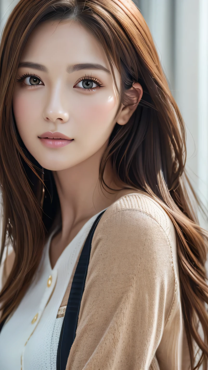 (Representative works:1.3)、(8k、Realistic、RAW Photos、Best image quality:1.4)、(30 year old mature woman)、Small face、Beautiful Face、(Realistic Face)、No makeup、Natural Makeup、light makeup、 (Dark brown hair)、Beautiful hairstyle、Realistic eyes、Beautiful details、 (Realisticな肌)、Beautiful Skin、 (Casual Fashion)、 Confused、 charm、超High resolution、Ultra-realistic、 High resolution、Golden Ratio