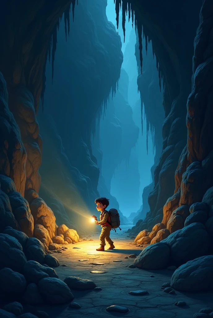 At night time,a boy inside a large hole and ther is a leader for escape from that. But because of cold at night ,  He cut 4 steps from the  leader and made a campfire for reducing cold and he is sitting near to that 