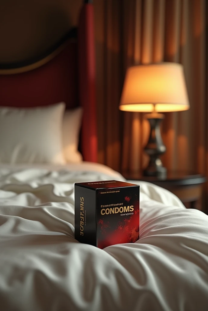 On the bedside table,There are a lot of condoms,There was also toilet paper on the floor,There are bondage tools next to the bed