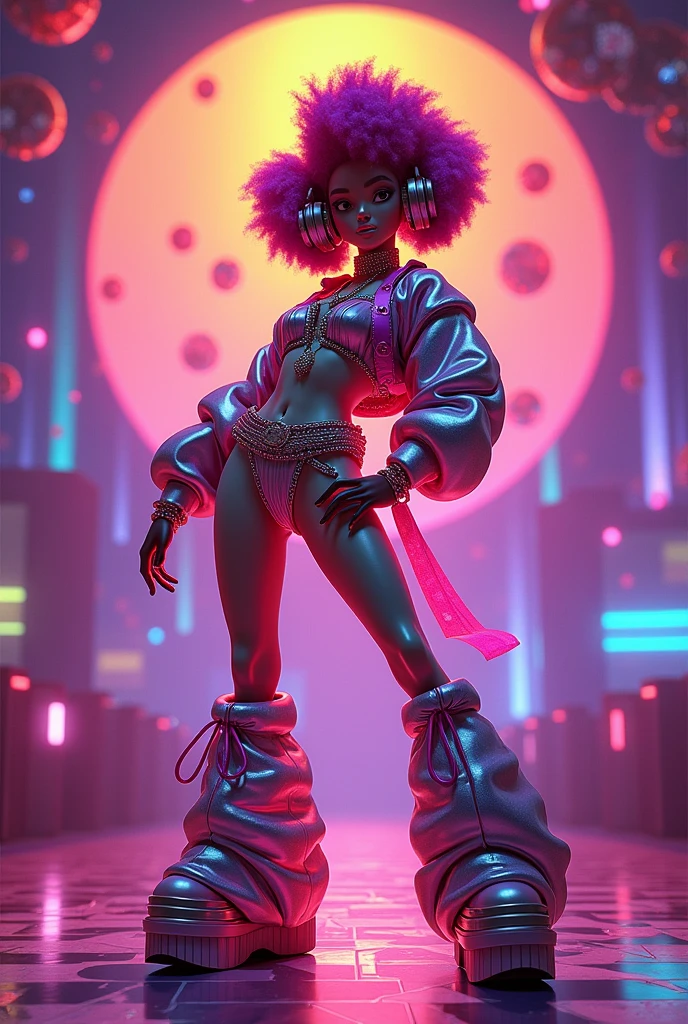 a digital painting of a Gorgeous African women, blue-haired ,Afro, dressed sexy soccer tiny shorts, stating straight into the camera, cyberpunk art by Josan Gonzalez, winner of the behance contest, afrofuturism, synthwave, neon, shiny neon, muscular, bikini, big ass, big breast