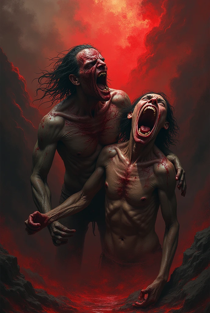 obra maestra inspirada en hellraiser, h. p. Lovecraft y Evil Dead 2013, Cuerpo completo realista ((hard body piercing)) Photograph of two young zombies served and skinny, sin ropa, with satanic signs on the naked body, mujer hermosa, Sensual, Damaged and bloody breasts, La tabla Ouija pintada en el cuerpo , Two young zombies served with, Cuerpos perforados ((Two skinny young naked young servados zombies servados, cuerpo entero perforado)), decomposition, Decomposing dark black body fluid, Definition of 12k, cuerpo completo de dos hermosos ,hermoso,joven,delgado,desnudo,horripilante,asustadizo,ser,zombi,psycho,monstruo,............bat,joven,with translucent,pale,Fantasy rhinestones. piel de zombi servado oscuro acurrucado cerca con , Decomposing blue-black liquid body with perforation, pintura facial muy intrincada y aterradora, Fully perforated body paint with dark liquid, Detailed dark liquid from Fantasser coming out of the eyes, Preserved zombie bright and strange, emo flaco, azul claro y verde claro cabello oscuro y aterradora sonrisa azul servada, Dark and gloomy scene in a very creepy haunted house, ultra detallado ((Arte oscuro)), pantano del horror, Vista de cuerpo completo, de pies a cabeza, UHD