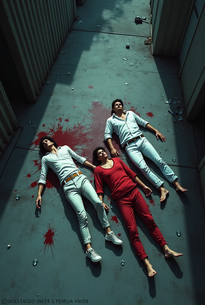A undead female nurse takes a selfie next to a mummified patient lying on a bed, in the background a dilapidated and disturbing hospital room