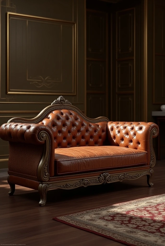 exquisite detailing，sofe，locker，lamp lights，（Royal Sister）English leather chaise longue， Moles under eyes, hyper HD，Anatomically correct，3D printing style，best qualtiy