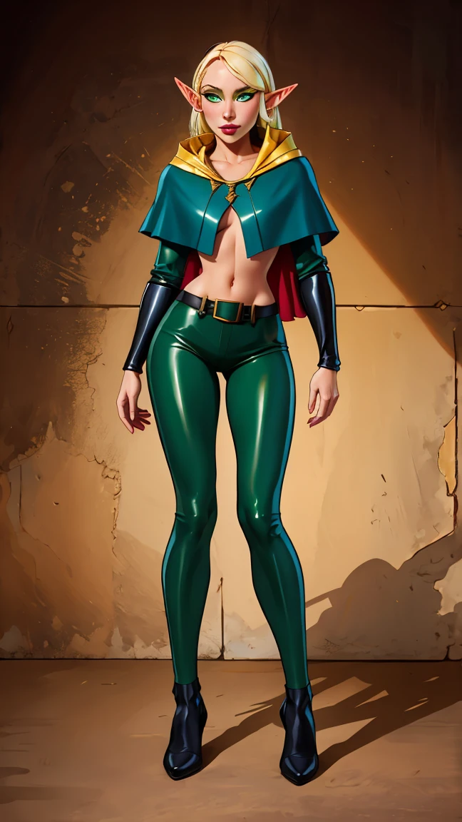 Green Hair short hair Wolf Cut Outer bouncy hair Red clothes Medieval aristocracy One-handed sword armor Also々Shii European Standing posture Breast augmentation Acellus Pants look