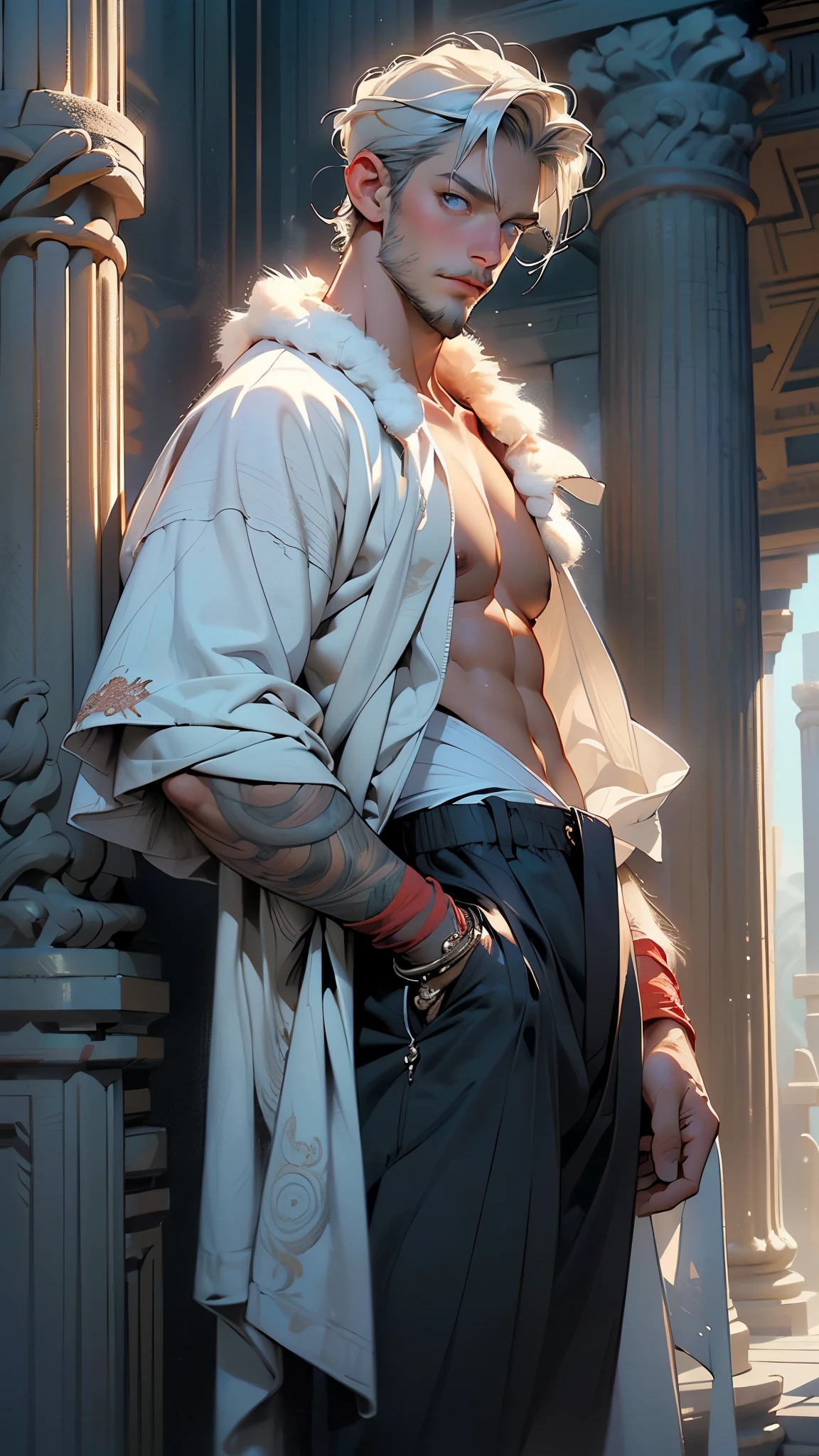 (masterpiece, best quality:1.3),beautiful detailed glow,best illuminate,(((best quality,textile shading,ultra detailed))),extremely detailed CG unity 8k wallpaper,Highly Detailed beautiful and aesthetic,best light,high resolution,detailed,dynamic lighting,super detailed skin,intricate details, hyper detail, sharp detail,detailed, highres, intricate details,(delicate facial features:1.3), (very wide:1.3),(panorama view:1.3),(sense of depth:1.5),(long shot:1.3),(magnificent view:1.3), (milky way:1.3),(universe,spacecraft:1.5),(earth, cable,factory,weightless, floating:1.5)(outer space,Artificial satellite,space station,space colony:1.3),(asteroid,Accretion Disk，planets:1.3), (1 man,solo:1.5),bara male，black hair,short hair, very short hair,(mature male), male focus,mature,(muscular:1.5), male only,bread,facial hair,（nude：1.2），hairy，bara，jacket,boots，open chest， male underwear，robotic exoskeleton,hot，sweat，bukkake，exhibitionism, completely nude，hairy, legs spread，looking at the viewer (beautiful Background,detailed background:1.5), (shirtless:1.8), no clothes, standing, huge crotch bulge, full body, underwear,
