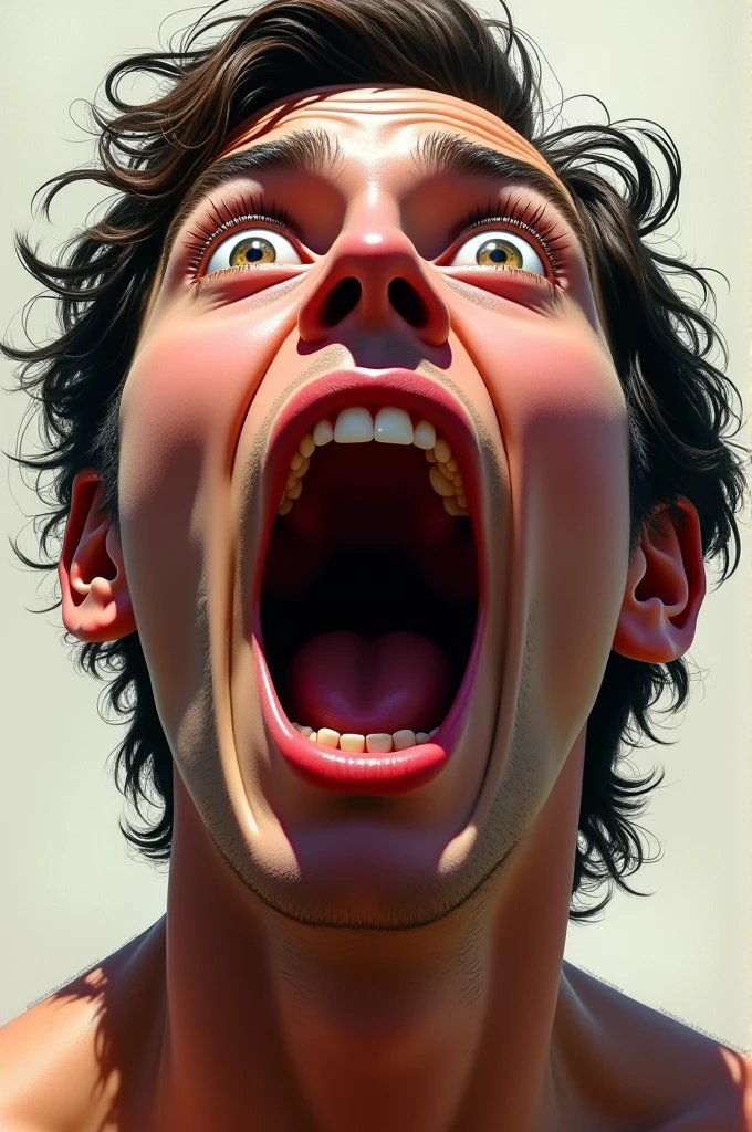Drawing of a schizophrenic man crying and laughing at the same time while images and doodles overwhelm him around him