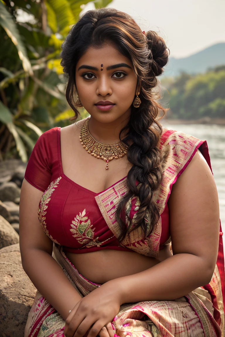 Outdoor image of 18 Years((30DD  round breast))  ((young Tamil girl wearing saree))((dark skin))(fat body)n school school photo in school masterpiece, (photorealistic:1.20), best quality, beautiful lighting, Eleanor Latino girls  , beautiful eyes extremely( hair Bun, loosen hair ,free hair)long extreme curly hair Lifts wearing Indian flowers ethnic elegance ((wearing sarees)). Flowers on hair (Persian prince extreme close up photo of curvy Latina indian, , seducing on mountains, French braid hair, necklace, sultry, winking at viewer annoyingly, red green teal pink,  (cinematic:1.3), intricate details, (Art Station:1.2),Tamil pretty girl, ultra realistic skin (bridal hair)HD wallpaper 32k cinematic shoot of a Beautiful cute girl, with thick thighs  (((closeup view)))((chubby cheeks))(((upturned_eyes)))((wide set eyebrows))(((oval face)))((erotic poses for magazine,))(((Gently drop saree to your shoulders in waves))) ((wearing printed maxi dress)) (38DD round breast))