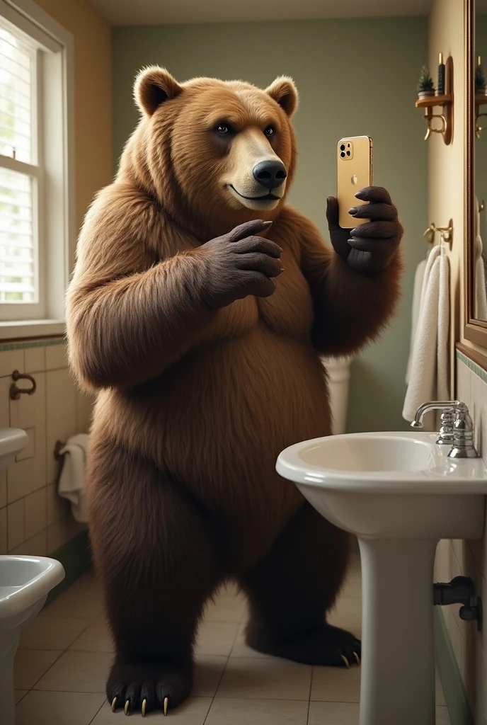 ((Best quality)), ((шедевр)), (Detailed), visage parfait, yeux parfait, detailed eyes, correct eyes, anthro (bear), male, alone, (bear), ((side view)), regarde vers nous), ((salle de douche blanche),(blanche),(background)), ours positionné sous the water of the shower, shower allumé), relaxed position, wry smile, beautiful ass, chubby, furry art, completely naked, ((penis), penis au repos, big penis, penis large, penis correct), ((testicules), testicle à fourrure, testicule correct), dad body, corps humide, hairy chest, bear body, bear face, bear tail, furr body, expressive position, digital art, costaud, corps poilu, canine tooth,hd, wide dynamic range, hdr, par mystikfox61, par darkgem, par Glitter Trap Boy, par bebebebebe