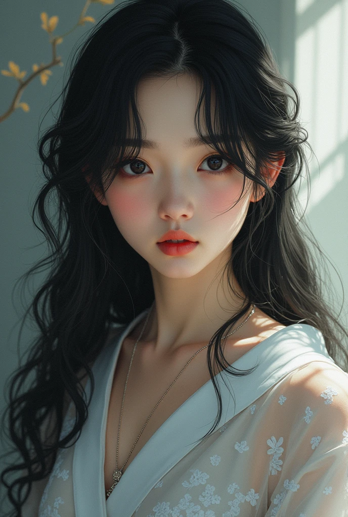 (RAW Photo, Best Quality), (Realistic, Photo Realistic: 1.3), Best Quality, Highly Detailed, Masterpiece, Ultra Detailed, Illustration, 1 Girl, upper_body, Dynamic Angle, World Mastery Theater, messy_long_hair, Best Quality, Extremely Detailed CG Uniform 8k Wallpaper, Ink, Amazing, Cinematic Lighting, lens_flare, dunhuang_style, Pink Tea Break French Princess Puffy Dress
