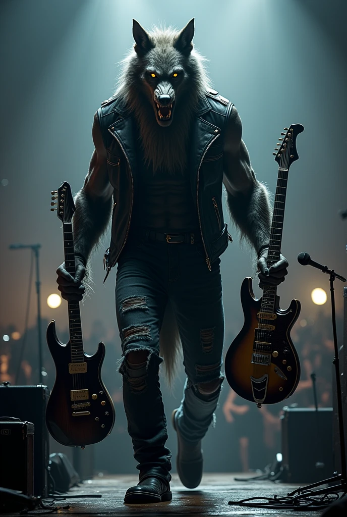 La bête de la belle et la bête  jouant du heavy metal 