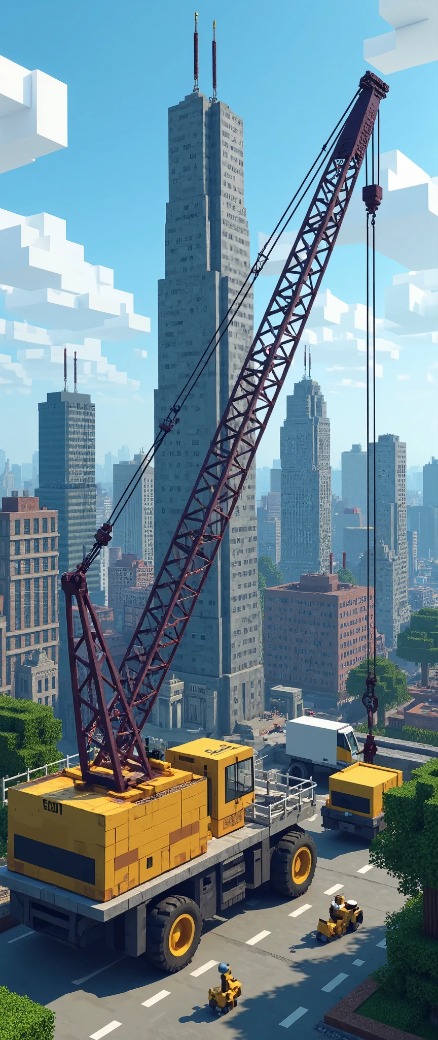 (masterpiece:1.2, best illustration,Super detailed),( and Minecraft :2.0),( high quality voxel art:2.0),(Voxel-based world :2.0),( big city closeup :2.0),(Skyscraper construction site :2.0),(Heavy machinery:2.0),( cute:2.0),( Minimalist :2.0),( pixel art:2.0),(crane:2.0),(Construction machinery:2.0)