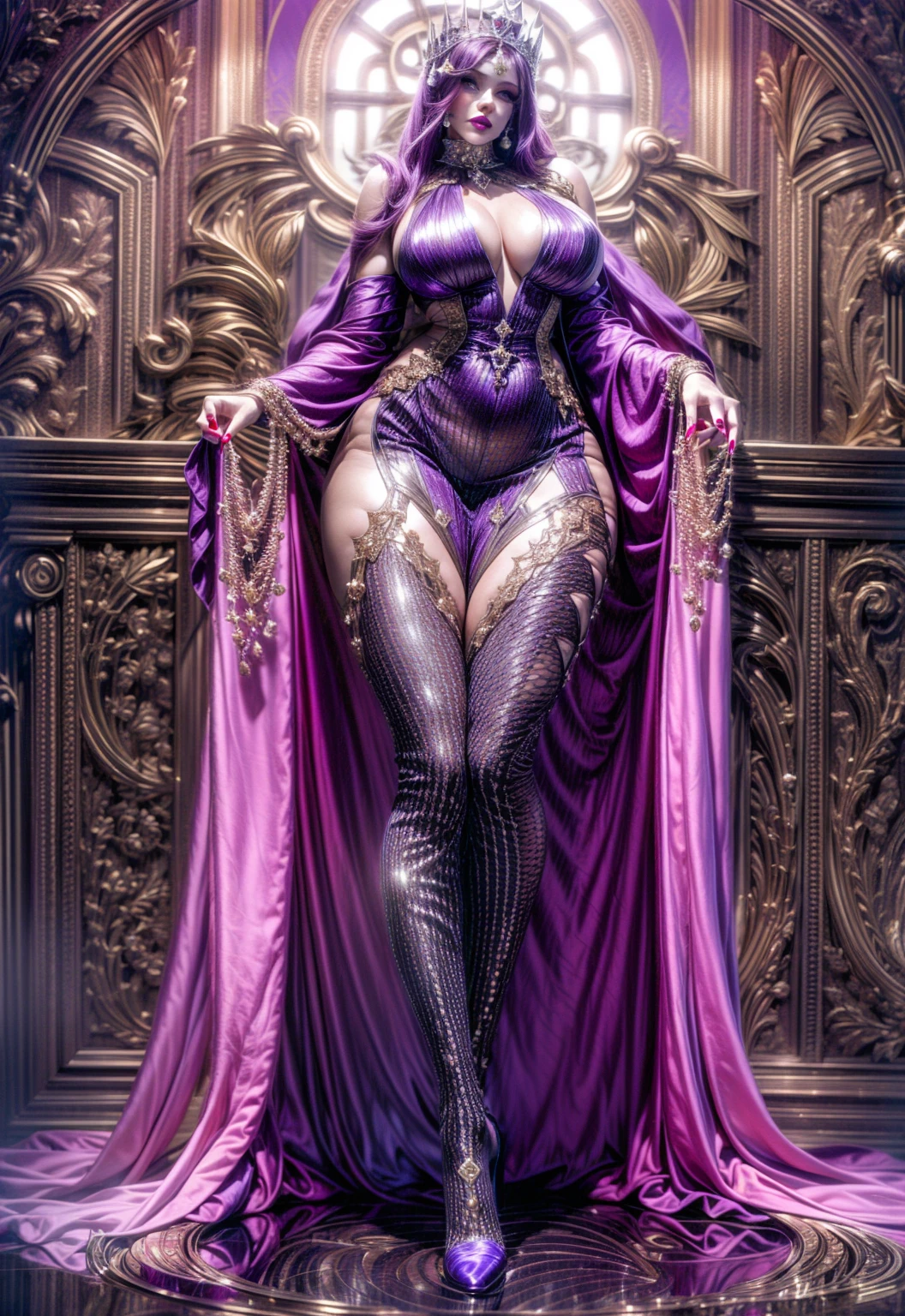 fishnets, lingerie, see-through, bodysuit, pantyhose, bare (( wide build )) , ((black ethnicity skin rendering)) , floor length long skirt , ((black ethnicity)) , long pink nails, red hair , ((purple and black demon eyes)) , (( squishy body)) , hucow , cowgirl , (( piercings)) , skin glitter, chubby facial features , (( sparkly makeup)) , (( metallic lipstick thick lips )) , (( dark skin)) , ((african skin tone)) , ((detailed fat folds)) , dark skinned succubus , cowgirl and horns , succubus horns , ((fat chunky and wide body)) , glowing demonic magic , hip dip , ((hucow)) , ((thick hips)) , ((demon horns)) , dark skinned, deep brown skin , (( messy braided red hair )) , squishy body , dark skin with glowing tattoos, ((giant ass)) , ((elbow gloves)) , chubby face ,(( lots of jewelry)) , ((bbw)) , white pants , (( exotic exotic princess clothing )) , plus size , (linen lace bust)) , fat, succubus , ((plus size)) , ((obese)), glitter makeup, , full body, ((flexible pose))