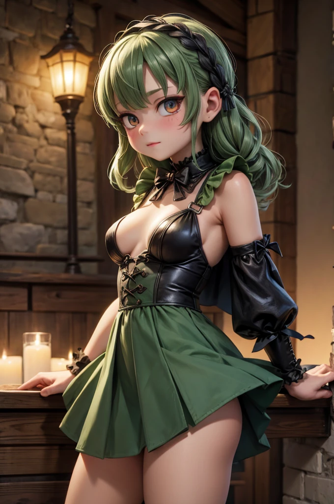 extremely delicate and beautiful, depth of field,amazing,masterpiece,growth,visual impact, ultra-detailed, highly, Amazing finely detail, naked, 1girl, solo, scrunchie, nude, collarbone, blush, bangs, c cup breasts, pussy,  standing, bunny ears, animal ear fluff, green_eyes, looking_at_viewer, open_mouth, smile, bush, (fine and beautiful detailed skin:1.2),(shiny:1.3),(Oil highlights:1.4)[wet with oil:0.6],(shiny skin:1.4), gorgeous,fantasism,nature,