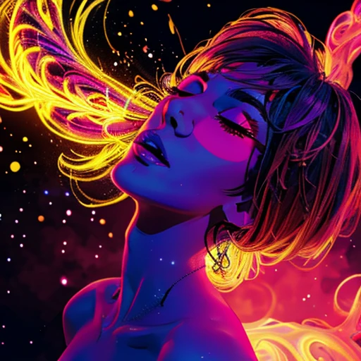 Naked girl smoking a blunt, shadow of naked girl smoking blunt, trippy background, neon colors, ultraviolet, uv color art, intricate, tall detailed, accurate, dramatic psychedelic art, cg, 3d, 8k 4k