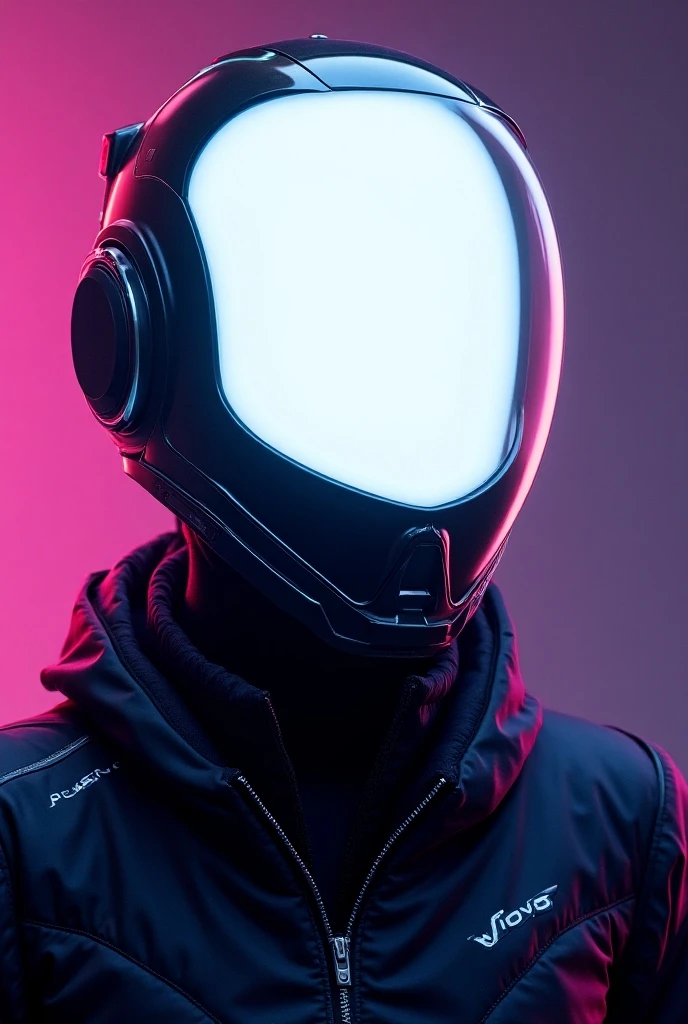 "A simple yet elegant futuristic techwear mask with a minimalist design. The helmet features smooth, clean lines and an automatically opening visor. The design emphasizes sophistication with a matte black finish, accented by subtle metallic or neon highlights. The overall look is modern, high-tech, and stylish, with a focus on elegance and simplicity, use Machine56 helmet as reference