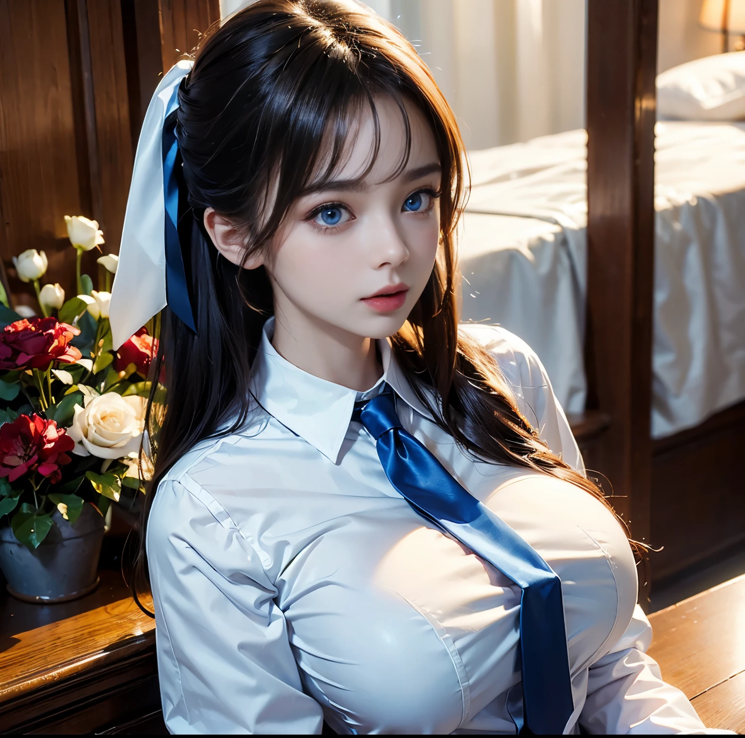 (masutepiece: 1.3), (max resolution: 1.2), (Ultra HDTV: 1.2), cinematric light, 8K resolution, Detailed eyes and skin, detailed facial features, , (Sharp Focus: 1.2), (Focus on Face:1.2),Perfect Style, Slender and perfect body, Beautiful face, acurate, Anatomically correct, Highly detailed face and skin texture, Detailed eyes, Double eyelids, Thin eyebrows, eye liner、Natural cheeks, Glossy skin, Fair skin: 1.2, (Glossy lips: 1.4),、 (Shy look: 1.2),Highly detailed facial and skin texture, Detailed eyes, Double eyelids, Natural cheeks, , shiny lips: 1.4,Exposed cleavage、(A large amount of sperm in the chest:1.4)(Large amount of sperm in the thighs:1.2)、 red blush、humiliated、impatience、dismay、Frightened、glares、Tears、embarrassed from、Open knees、open one's legs、(Masturbation behavior:1.6)、rubbing the genitals with fingers,,,,,,,,,,,,,,,,,,,,,White underwear、White bra、Shiny little earrings and necklaces、、Disheveled clothes、Dressing、Exposed panties、Wearing sweat、sodden、Sheer underwear、Full body like、Fold your hands above your head、 20 years old, Neat and clean woman 、Wavy Hair、 Semi-long hair, Big, upturned breasts,on the beds, Late night bedroom、Golden hair、Blue ash eyes,(detailed maid outfit:1.5)、