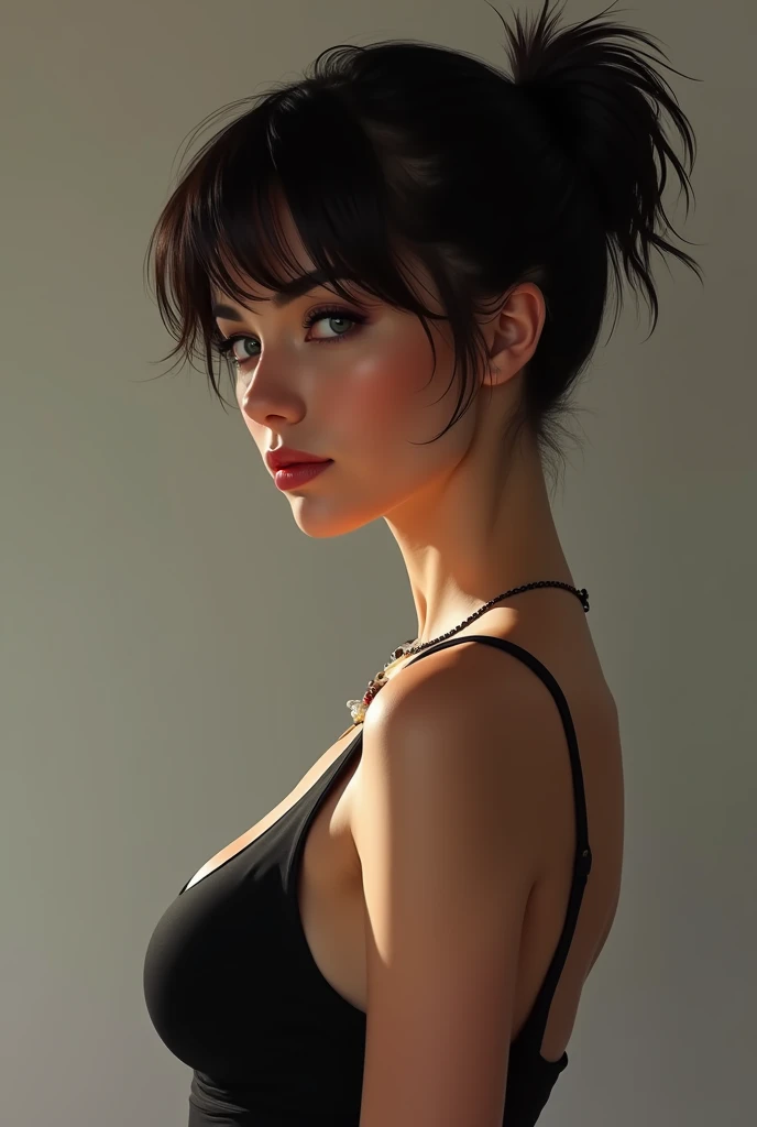 Artistic naked girl , cover of a magazine ,独奏, high resolution, shorth hair, cloused mouth, lateral view, motion lines, precise, Masterpiece artwork, best qualityer, HD Model, slightly separated lips, simple background, ass pov