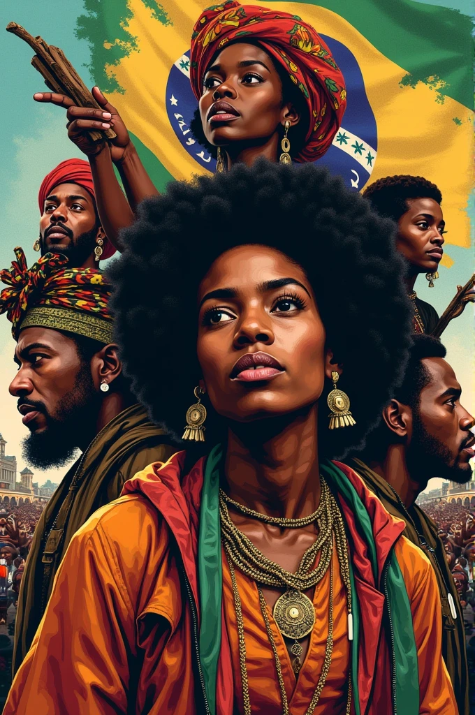 An image that represents black resistance in Brazil, with people of different colors, genders and races