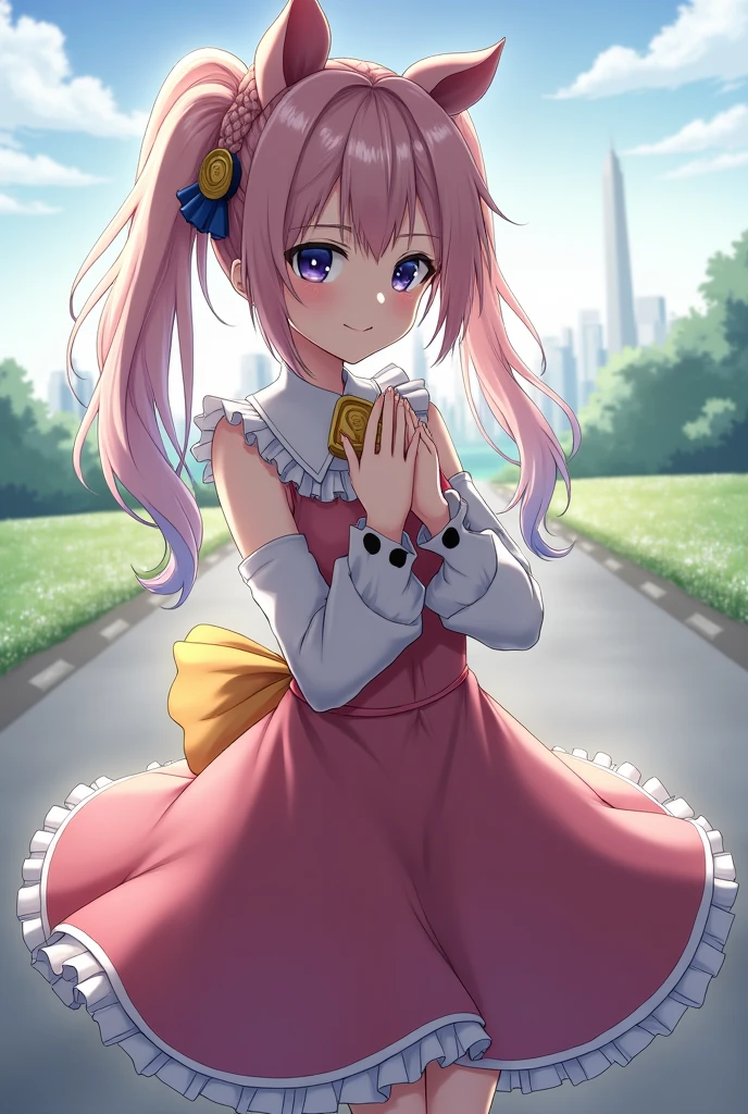 1girl, dress, looking at viewer, mischevious smile, perfect body, scenery, sharp focus, best quality, masterpiece, detailed outfit, illustration, perfect eyes, finely detailed beautiful anime eyes, realistic skin, intricate details, best lighting, depth of field, ultra high resolution,cowboy_shot, dynamic pose, dynamic angle,
