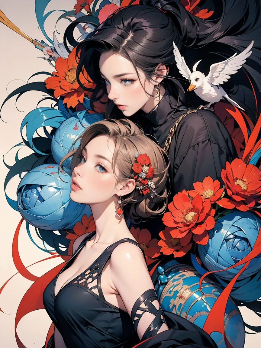 Ink Painting,Three-dimensional ink painting,Minimalism,Minimalism图形艺术,Close-up of a woman holding a vase, With flowers, Magazine Photos, author:Kojima Ayami, official art works, Shin Jin Hye, Surrounded by frozen flowers, author:unbelievable, Dilraba Dilmurat, Nam Jae-yeon, Simsbo, Huang Shiwen, Mackenzie Foy, author:Zhang Han, Park Jimin, author:Golden Farmer
