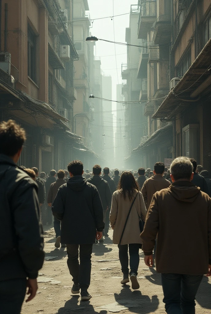 A busy street with a few people