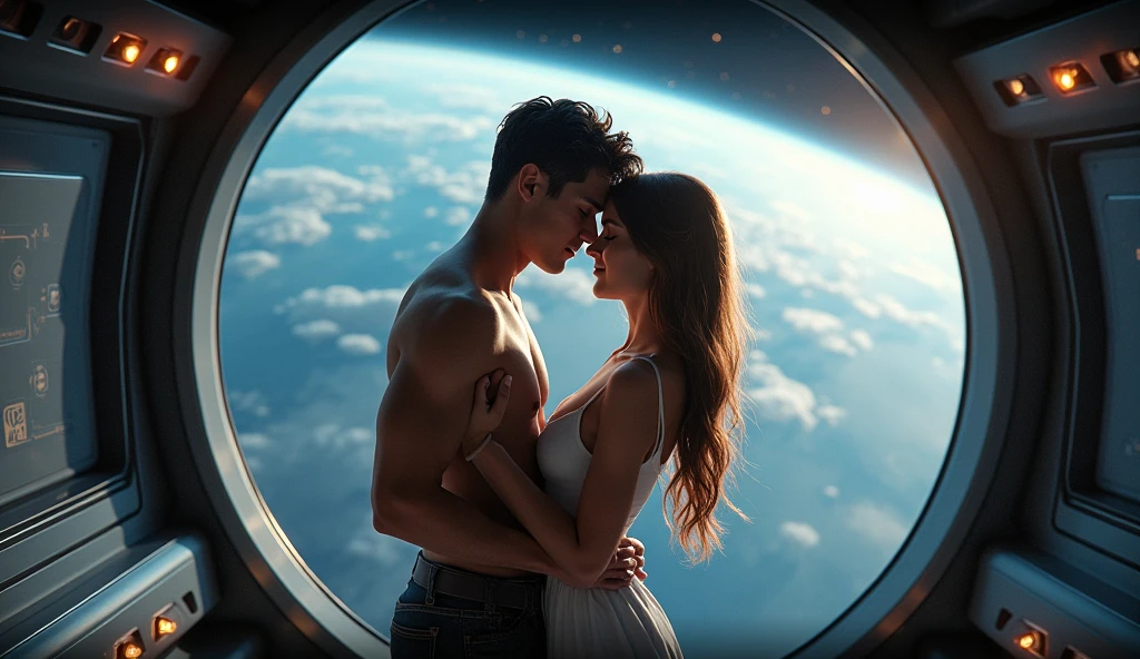 Couple having intercourse in space