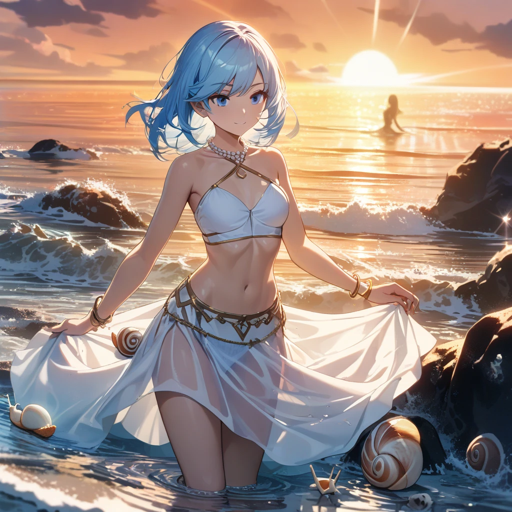young girl silver hair white dress short hair red eyes irreverent face look down thin body thin thighs small breasts small ass toned body wrist bracelet jewelry bracelet tiara with jewels sunlight ripped abs slanted eyes white skin deep red eyes symmetrical transparent dress No underwear arm tattoo high quality High resolution 8k perfect 天使のようなyoung girl 女神のようなyoung girl See-through hair blowing in the wind おI can see the navel blue sky big cloud like a goddess Beautiful little girle girl Beautiful l bracelet symmetrical tiara symmetrical dress ripped abs symmetrical earrings I can see your chest dress with open navel nipples are transparent Blowing in the wind big eyes cinched waist tattoo on arm simple dress I can see the navel I can see the breasts