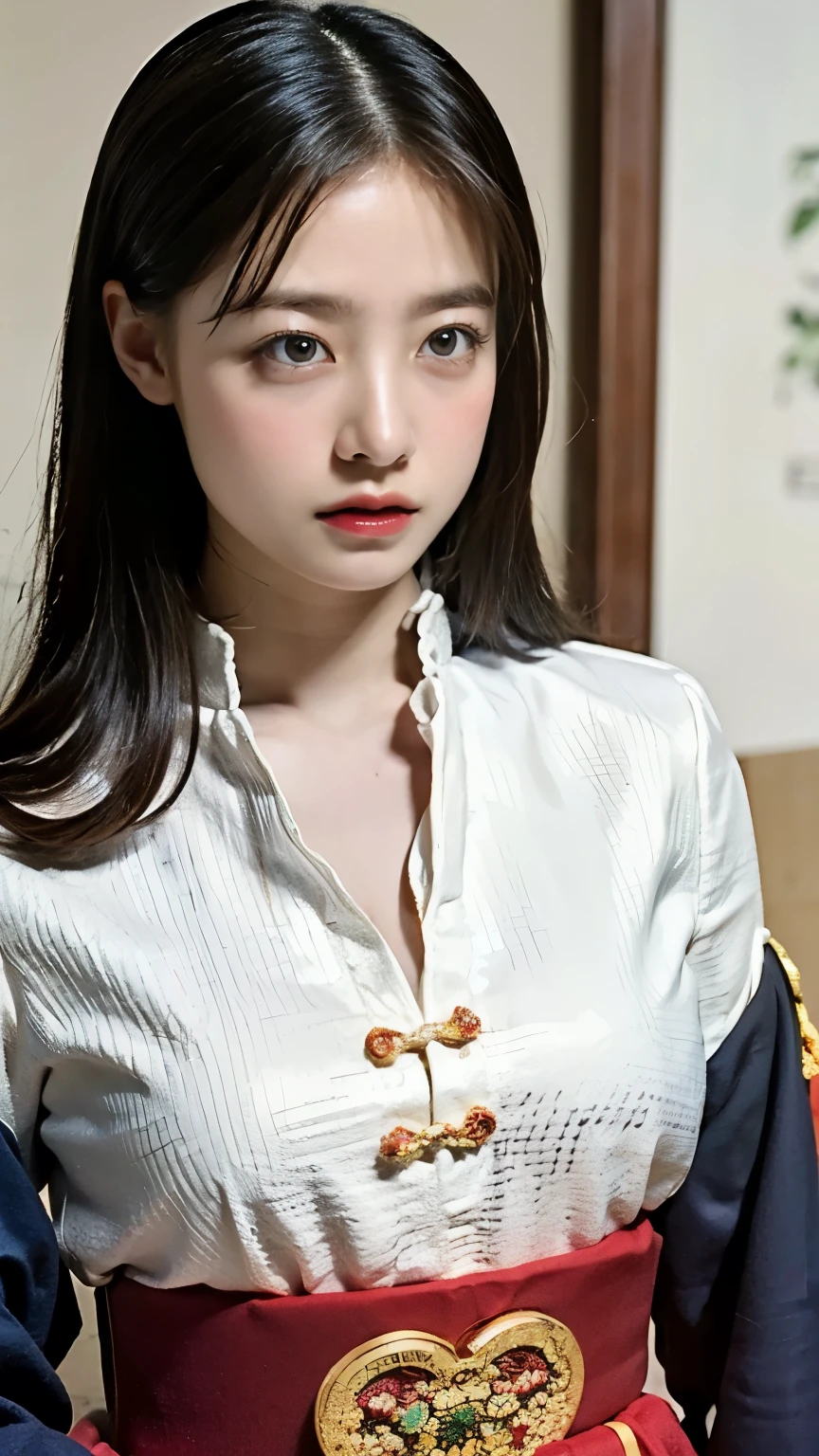 (Hyperrealistic,)4K,35mm,hyper-high detail, Professional lighting, Best quality, Ultra-high resolution, Visually stunning, (1girll:1.3), National style (on cheongsam),realskin,(Perfect body 1.3)Ultra-delicate face。