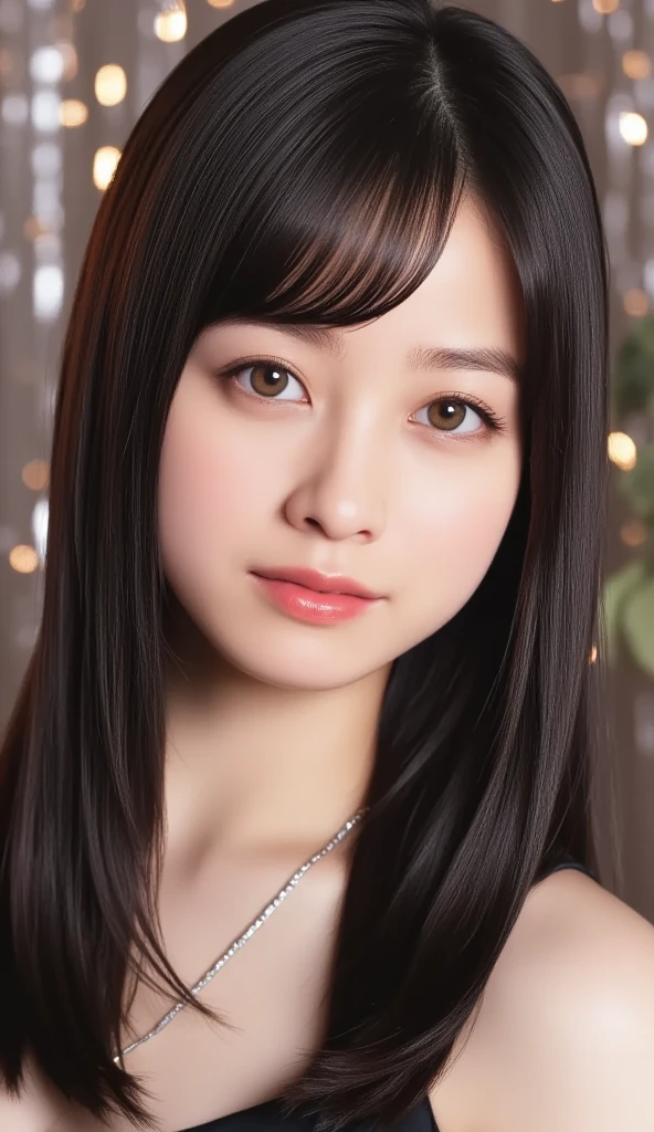 Kanna Hashimoto,One Woman、beautiful、Perfect looks、Pale turquoise eyes:1.3、medium breasts、Perfect balance、Black Silk Dress,simple diamond necklace、(((Blurred Background)))、Luxury palace,Sparkling Room、(Please redeem: 1.1), (Realistic: 1.1), (photograph: 1.1), (Very detailed: 1.1),NSFW, beautiful nipples