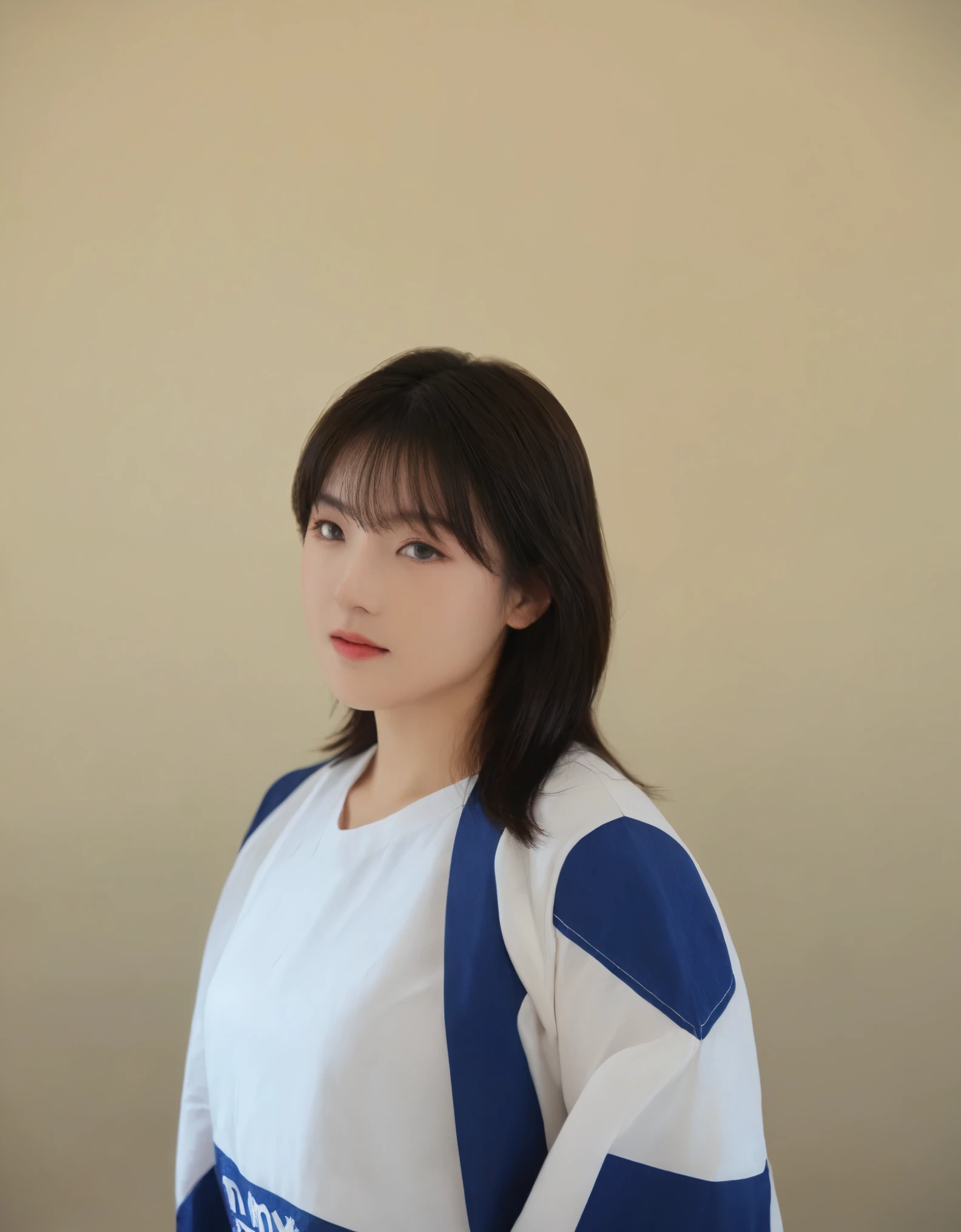 Best Quality, 8k, Masterpiece, (Portrait: 1.3), (photo realistic:1.4), (hyper realistic:1.4), Sharp Focus, looking at viewer, (smoother lighting:1.1), (increase cinematic lighting quality:0.9), realistic lighting, backlighting, light on face, ray trace, (brightening light:1.2), (Increase quality:1.4), sharp detail, (best quality real texture skin:1.4), finely detailed eyes, black_eyes, finely detailed face, 25 year old Korean woman, (white formal_shirt:1.4), (Create an image maintaining the original base model hairstyle:1.5)