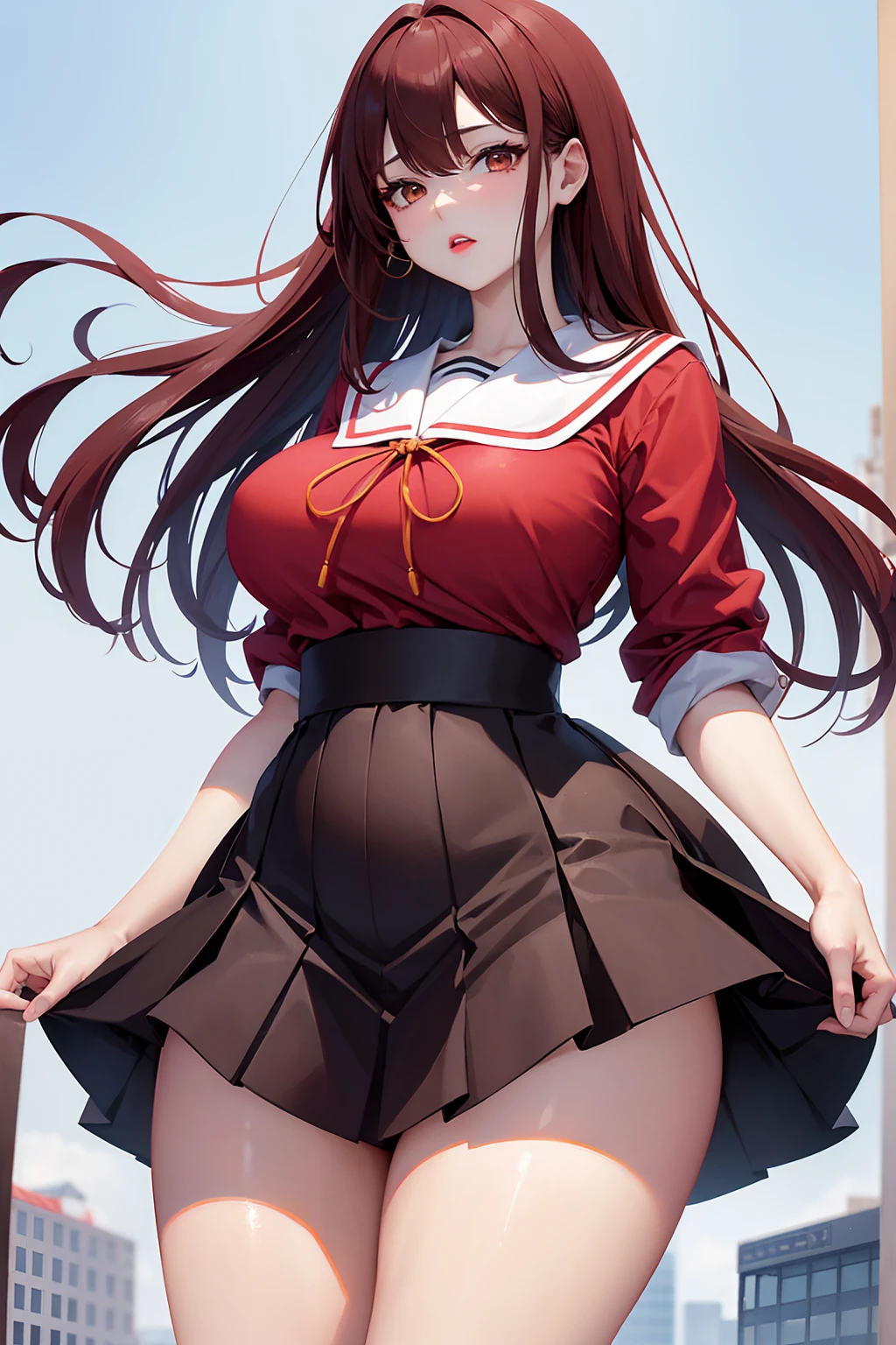 (((masterpiece))), (((High resolution)))、(((8K quality)))、(((perfect face)))、(((K-pop idol)))、20 years old、(skirt), (winter school uniform), look at the camera, ((top quality eyes)), (detailed face), (detailed texture), (big tits), (plump thighs)
