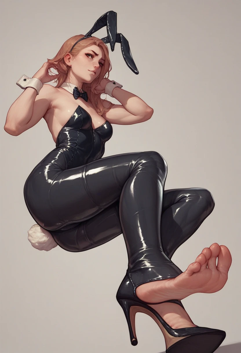 yakumo beni, latex clothes, bunny girl,high heels, high heel soles,