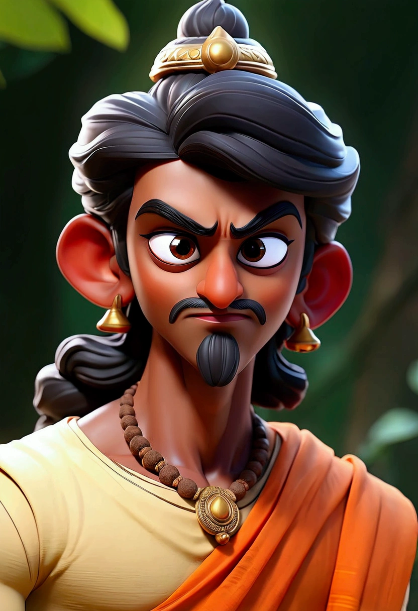 Masterpiece, best quality, outdoor, night, full moon, lakeside, branches, 1 man, mature man,India style, ancient war , black hair, black eyes, forked hair, long hair, long bangs, handsome, handsome, masculine, gentle, tall, calm, black and gold mixed clothing, gold pattern, dragon pattern, prince,historical character, beautiful Indian man,Lord Krishna, the divine prince and supreme guide, stands with graceful elegance, his dark complexion radiating an aura of wisdom and compassion. His piercing eyes shine like stars, filled with ancient knowledge and unconditional love. He wears a gentle smile, embodying his role as a mentor and friend. His iconic peacock feather adorns his head, symbolizing his divine nature. In his hands, he holds the sacred conch shell, representing his power to guide and protect. His presence exudes calmness, wisdom, and spiritual strength, inspiring those around him to embrace their true potential.


