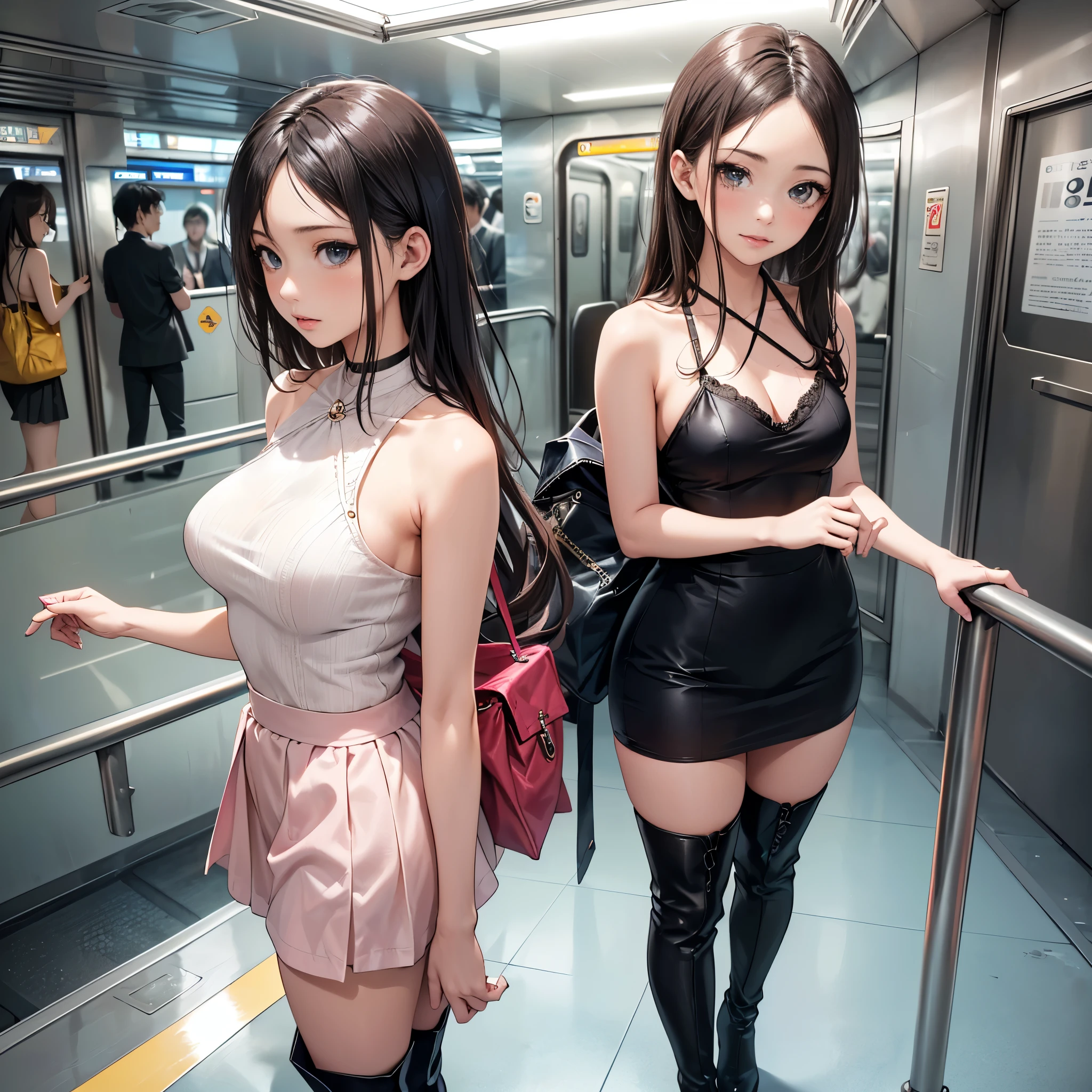 Mother and daughter nude in mall,masterpiece,8k,raw image,detailed