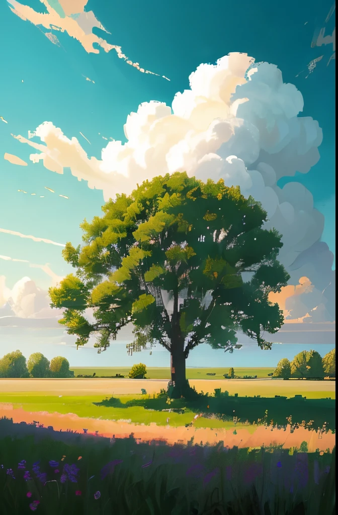 painting of a lone tree in a field with a cloudy sky, pixel art by Michael Sutfin, deviantart, pixel art, beautiful detailed pixel art, detailed pixel artwork, #pixelart, # pixelart, 32-bit pixel art, detailed pixel art, /r/pixelart, pixelart, high quality pixel art, pixel artwork, #pixelart:3, pixel art animation