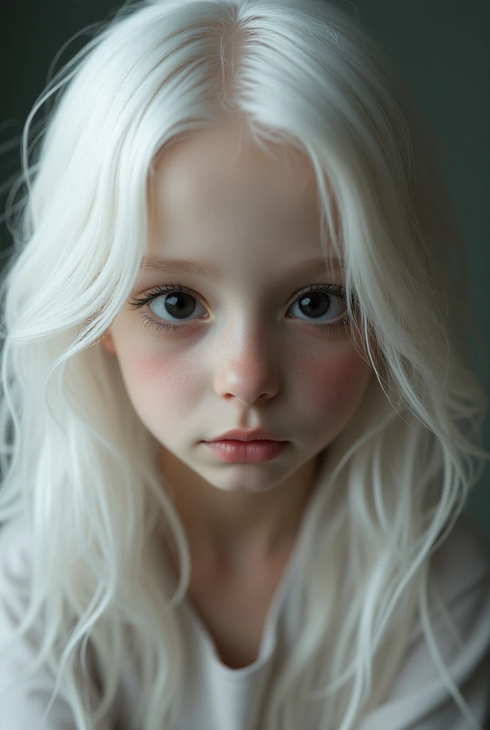 Create an albino girl with heterochromia