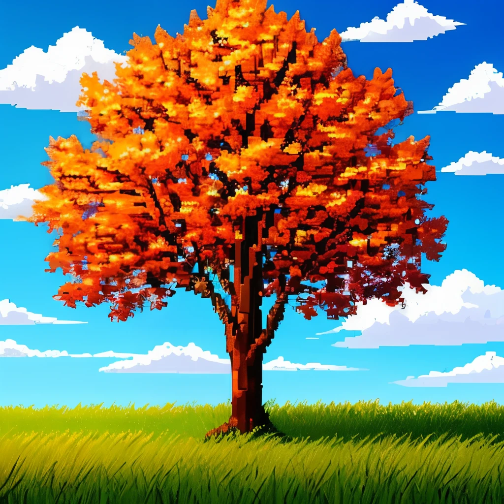 painting of a lone tree in a field with a cloudy sky, pixel art by Michael Sutfin, deviantart, pixel art, beautiful detailed pixel art, detailed pixel artwork, #pixelart, # pixelart, 32-bit pixel art, detailed pixel art, /r/pixelart, pixelart, high quality pixel art, pixel artwork, #pixelart:3, pixel art animation