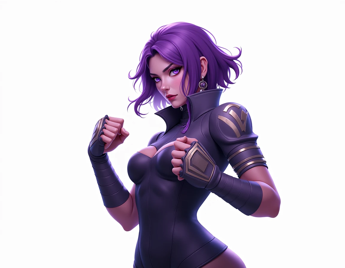 neck tattoo, nose piercing, muscle, 1girl, thick, muscle mommy, purple hair scar, scar on face, solo, tattoo on face, arcane vi, looking at the viewer, purple, hair, large breasts, large breasts, cleavage, big cleavage, upper body, angry face, mouth closed, cleavage, vi from arcane, arcane style, tight clothes, vi \(league of legends\