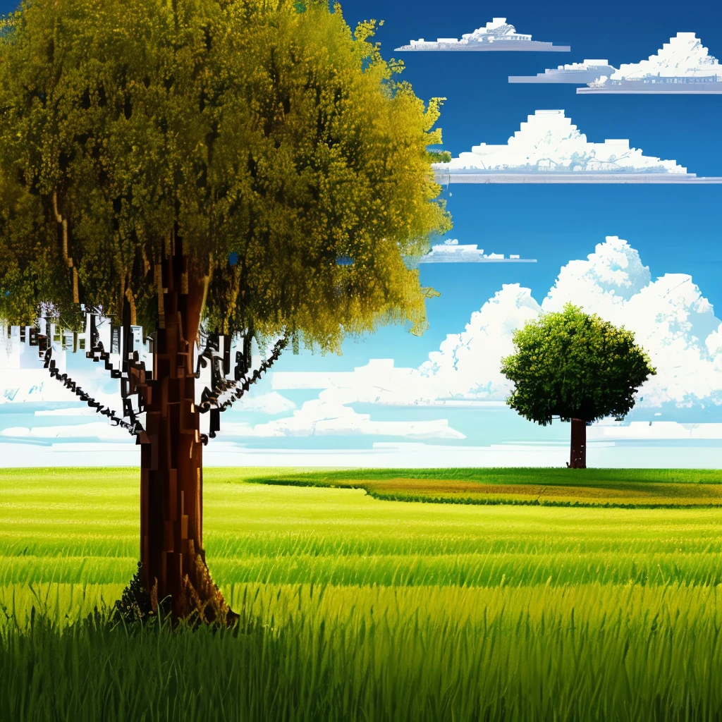 painting of a lone tree in a field with a cloudy sky, pixel art by Michael Sutfin, deviantart, pixel art, beautiful detailed pixel art, detailed pixel artwork, #pixelart, # pixelart, 32-bit pixel art, detailed pixel art, /r/pixelart, pixelart, high quality pixel art, pixel artwork, #pixelart:3, pixel art animation