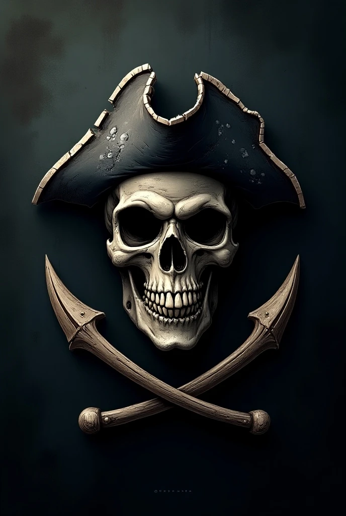 Pirate logo combined with the sea in black 