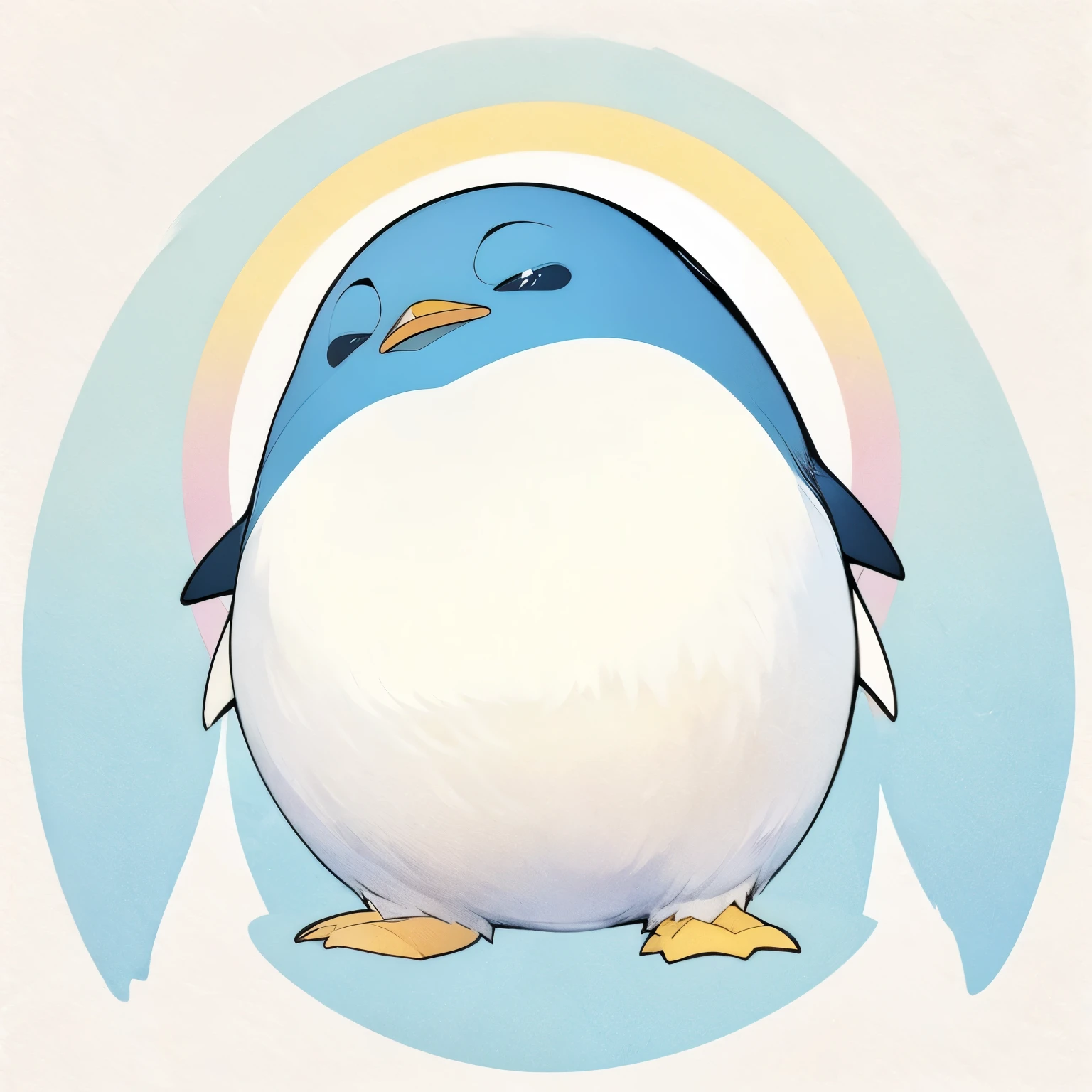 a cute chibi stylized penguin, cartoon, minimalistic, simple, round shapes, baby blue, light pastel colors, fluffy, big eyes, cute facial expression, smooth shading, digital art, 4k, high quality, detailed, vibrant colors, adorable