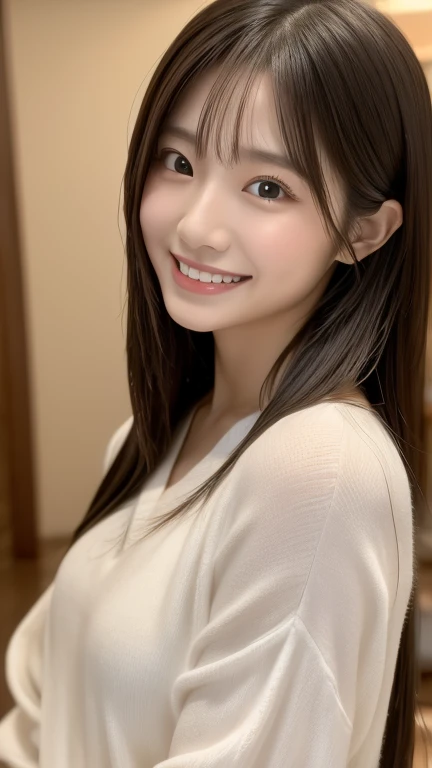 Japanese ),((beautiful girl)),cleavage,An expression that imagines something pleasant:1.2,(perfect body beauty:1.2),((perfect body)),(shy smile),beautiful teeth,