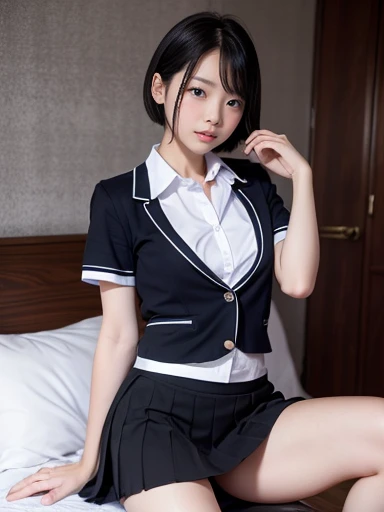 (1girl:1.3), Masterpiece, Best quality, amazing beauty, 4K, absurdres, finely detail, super detailed eye, perfect anatomy, official art, cinematic lighting, BREAK, school, School, silky ponytail, black hair, super shiny detailed brown eyes, one eye closed, red round cell frame glasses, Laughing, BREAK , big breasts, white skin, sitting, sitting chair, spread legs, full body, shoot from below, Underlighting, BREAK , (school uniform:1.2), BREAK,()