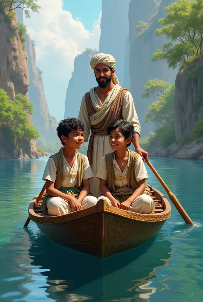 Vasudev took Krishna across the river in a hhad with basket