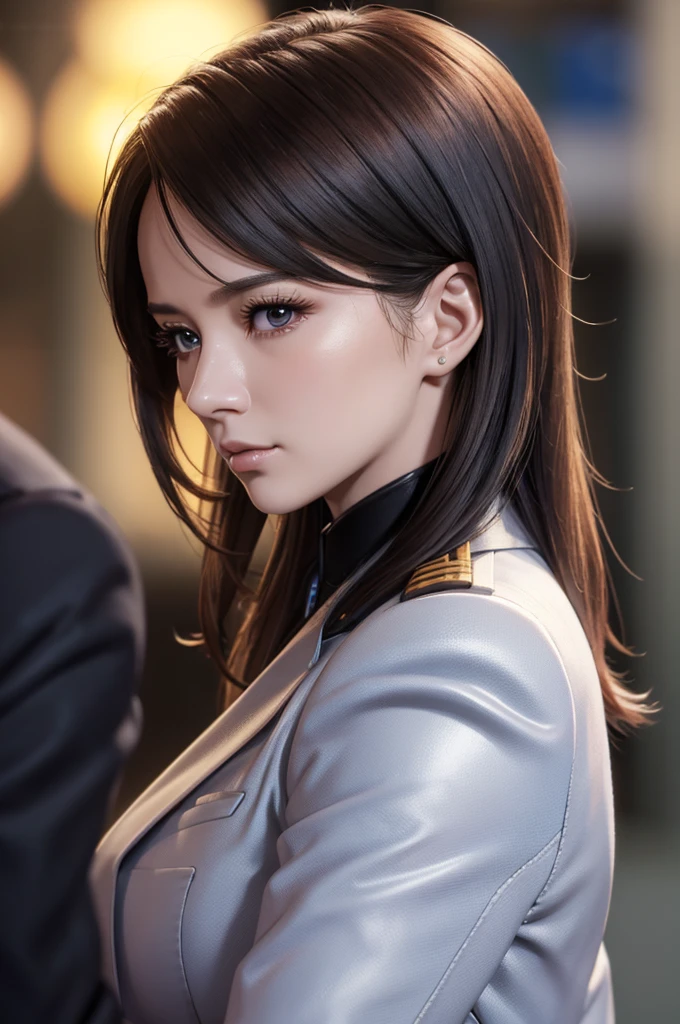 Close-up of a woman in a suit, Medium close-up (  micro  ), 8k  art gel  bokeh, Vojtek Fuss, ig model |  art gel , Lostrun 8k, by ruan jia and stanley  art gel , Jason Chan,  like in the movie . Ren Jun, Jan J,  Yangjun Cent 